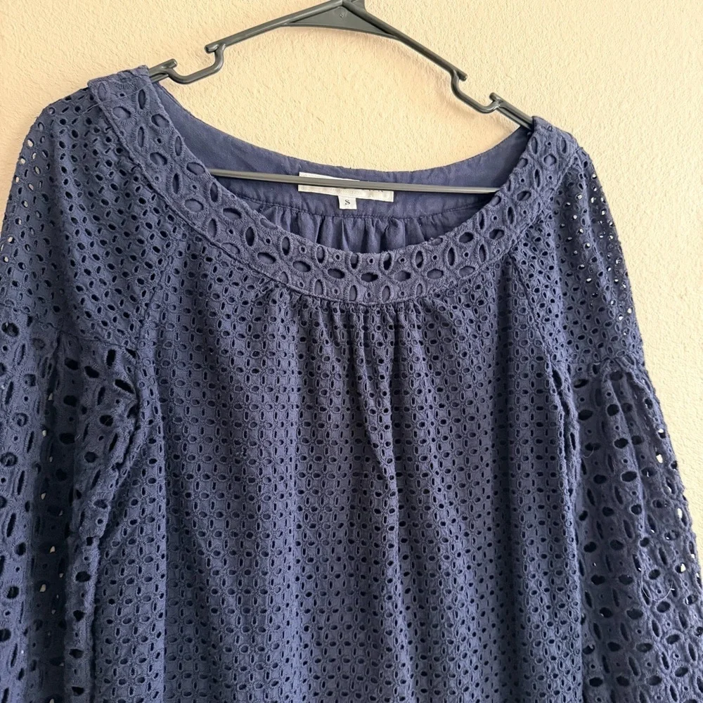 Trina Turk Midnight Blue Eyelet Blouse
